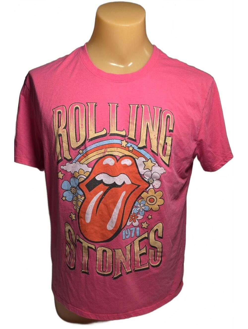 The Rolling Stones 1971 UK Tour Pink Graphic T-Shirt Large 12-14